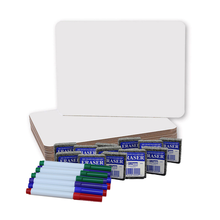 FLIPSIDE Magnetic Dry Erase Boards, 9in x 12in, Colored Pens and Erasers, PK12 31004